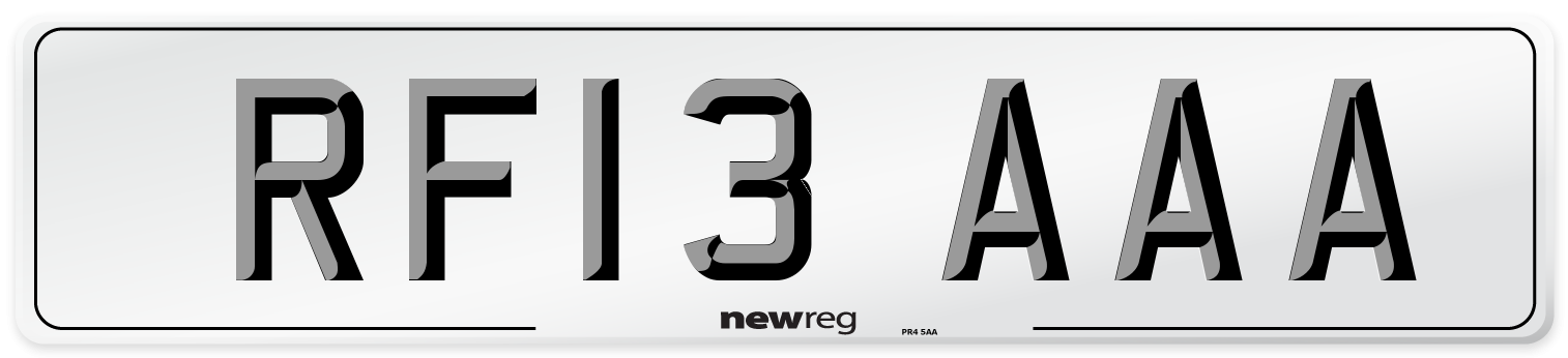 RF13 AAA Number Plate from New Reg